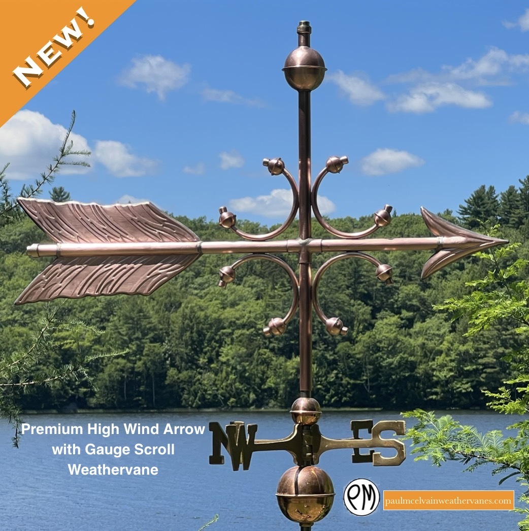 Premium High Wind "Gauge Scroll" Arrow Weathervane